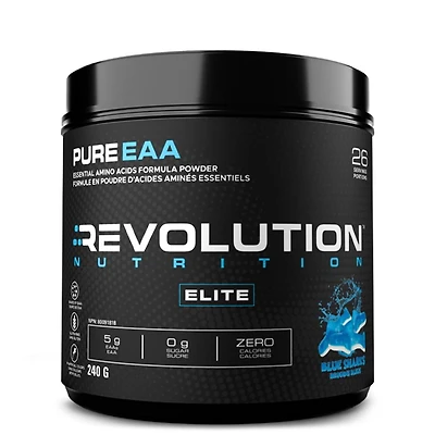 Revolution Nutrition Pure EAA Powder, Essential Amino Acids for Post Workout Recovery,  Gluten Free, Zero Calorie, Zero Sugar,with Electrolytes, 5g EAAs per Serving, Blue Sharks, 240g (26 Servings)