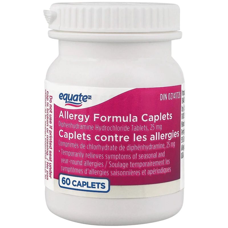 Formule contre les allergies Equate 60 caplets
