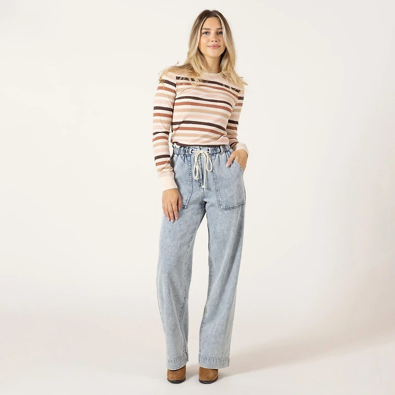 Bloom Girl Pantalon de jogging en denim avec grandes poches à l'avant