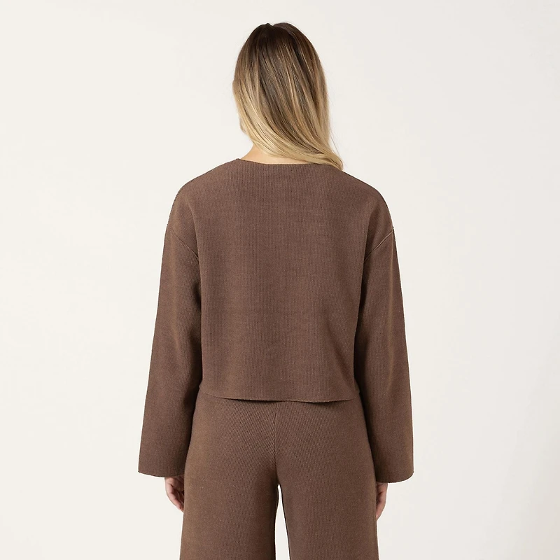 Bloom Girl Long Sleeve Cropped Button up Sweater