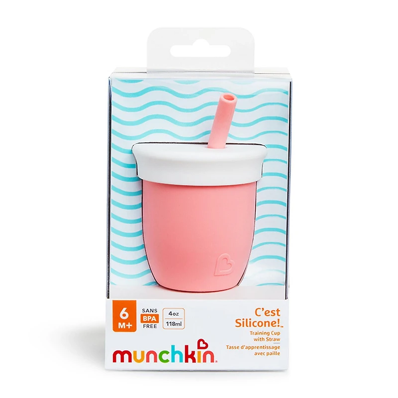 Tasse d'apprentissage avec paille C'est Silicone! Munchkin, 6+ mois, 4 onces Un avant-goût de cette vie sans bouteille!