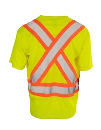 Forcefield Hi Vis V-Neck Short Sleeve Safety Tee Shirt, Size: M