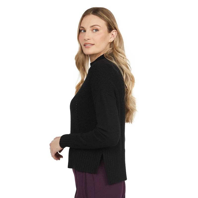 Mexx Women’s Mock Neck Sweater with High Low Hem