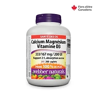 Webber Naturals® Calcium Magnesium Vitamin D3, 333/167 mg/200 IU, 200 caplets, BONUS! 100% more