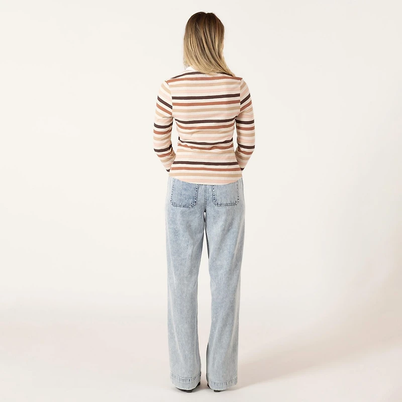 Bloom Girl Long sleeve fitted striped top