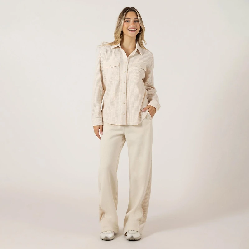 Bloom Girl Chemise à manches longues boutonnée, texture gaufrée