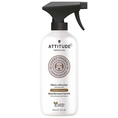 ATTITUDE Furry Friends, Désodorisant Textile, Lavande, Produits nettoyants pour animaux, Taches et odeurs, 473 mL