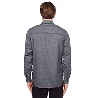 Dark Black Men's Long-Sleeve Button-Down Shirt