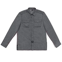 Dark Black Men's Long-Sleeve Button-Down Shirt