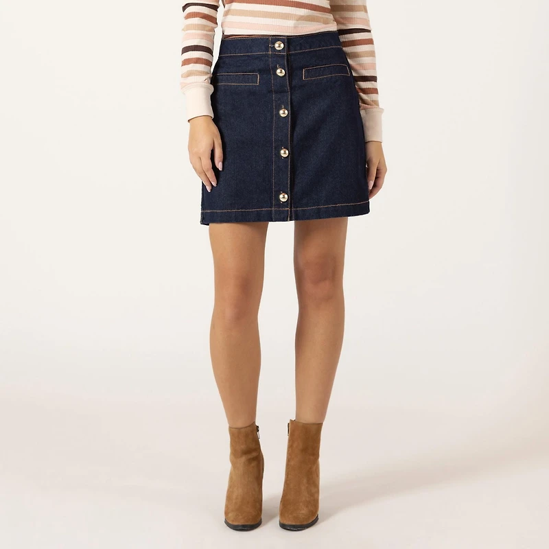 Bloom Girl Mini-jupe en jean boutonnée