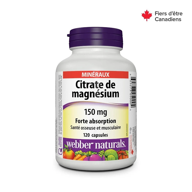 Webber Naturals Citrate de Magnésium Forte absorption, 150 mg 120 capsules