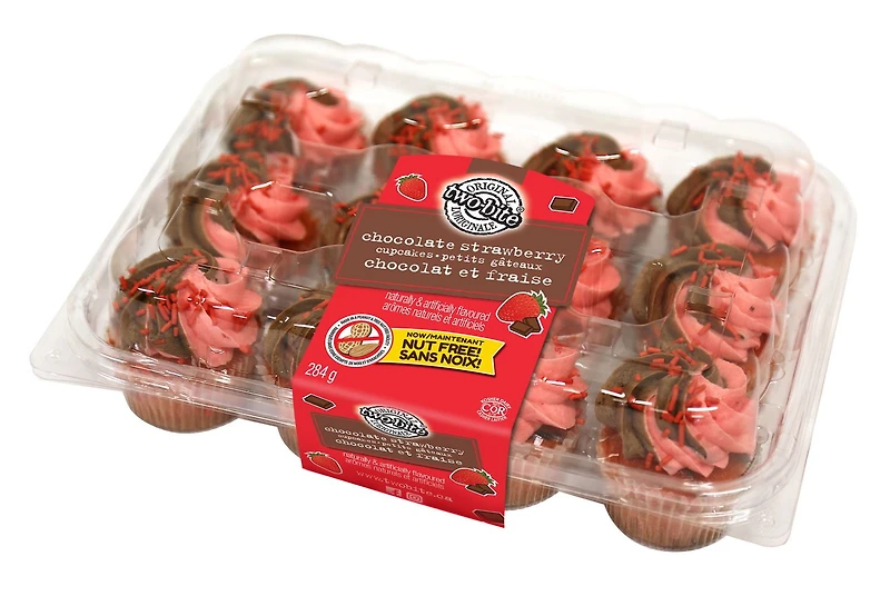 Two-bite Chocolate Strawberry Cupcakes 12pk
