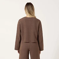 Bloom Girl Long Sleeve Cropped Button up Sweater