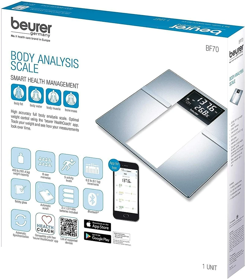 Beurer Bluetooth Smart Glass Body Analysis Scale