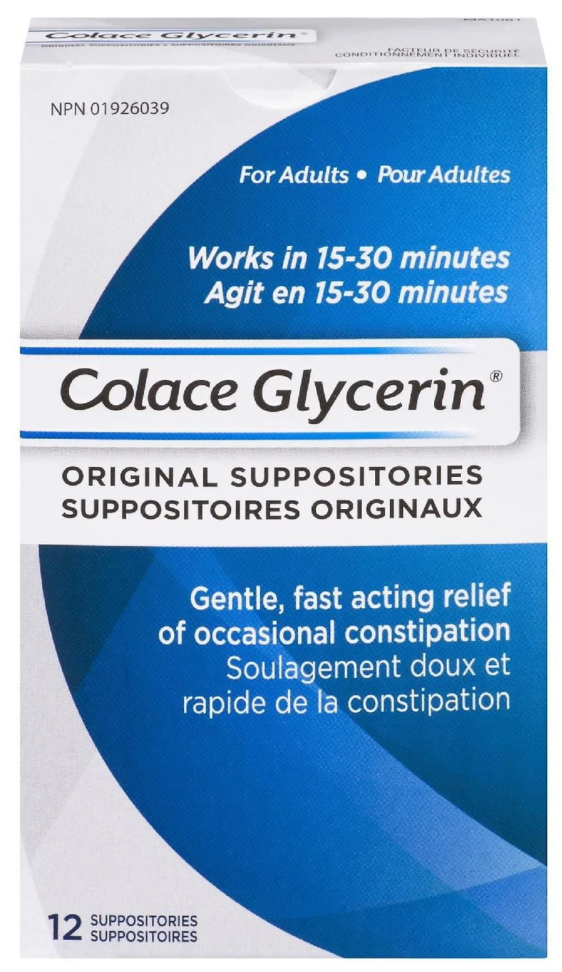 Colace Glycerin Suppositories - Adult | Gentle Fast Acting Relief of Occasional Constipation