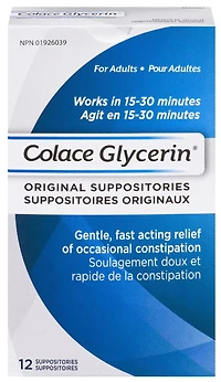Colace Glycerin Suppositories - Adult | Gentle Fast Acting Relief of Occasional Constipation