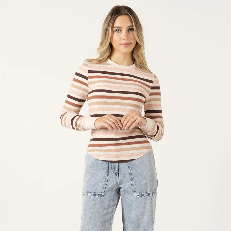 Bloom Girl Long sleeve fitted striped top