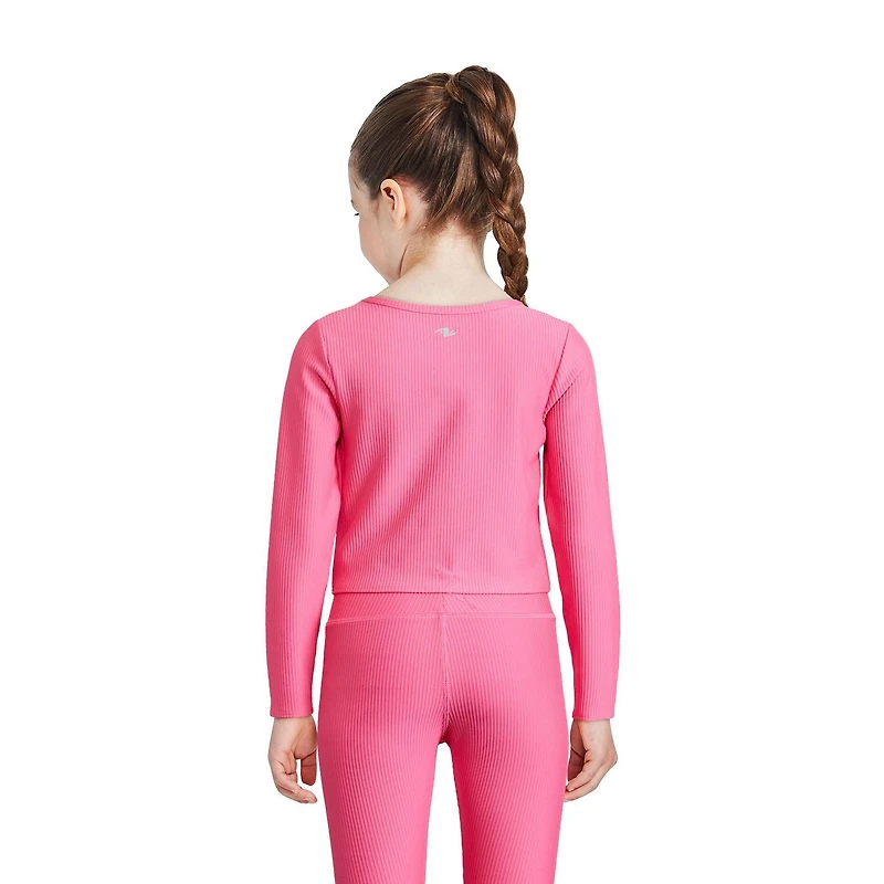 Haut à manches longues en tricot côtelé Athletic Works pour filles Tailles TP–TG