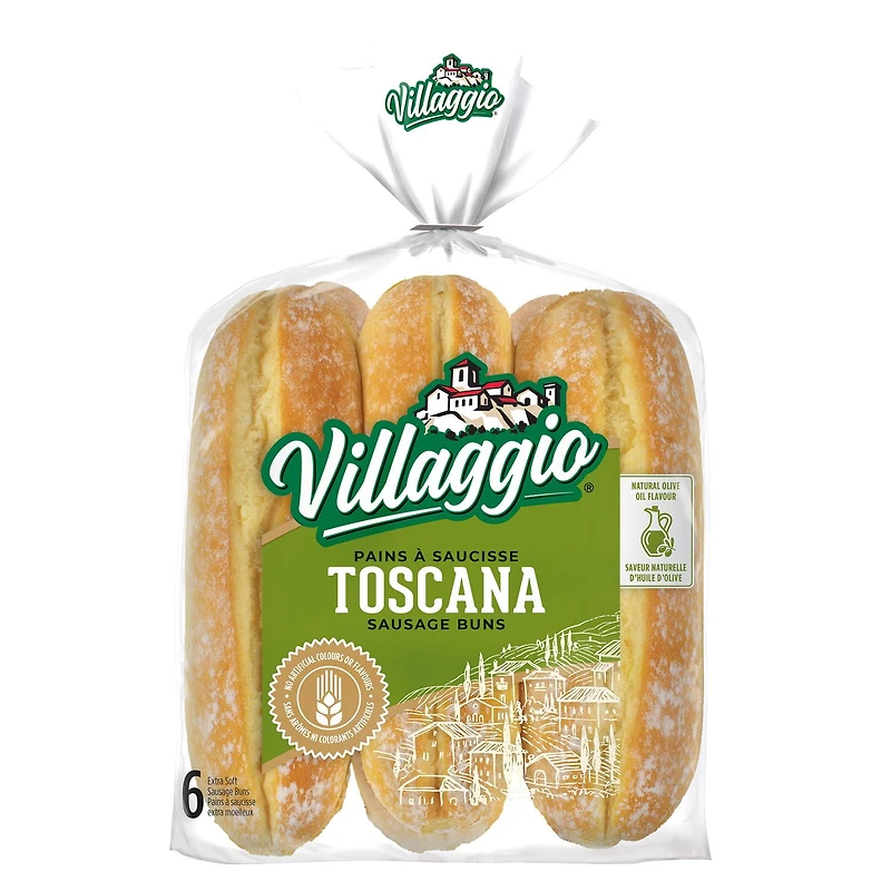 Pains à saucisse extra-moelleux Toscana de Villaggioᴹᴰ Emb. de 6