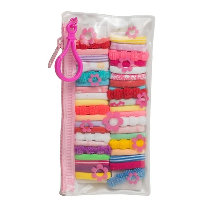 George 40 pc pack ponytail holders with pouch 