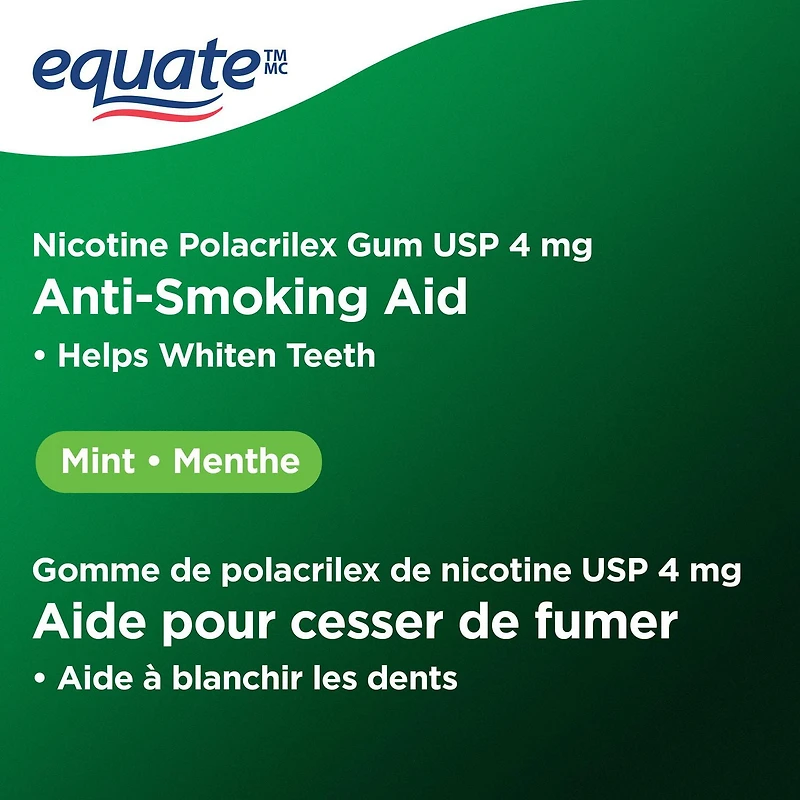 Equate Nicotine Gum, Mint, 4mg