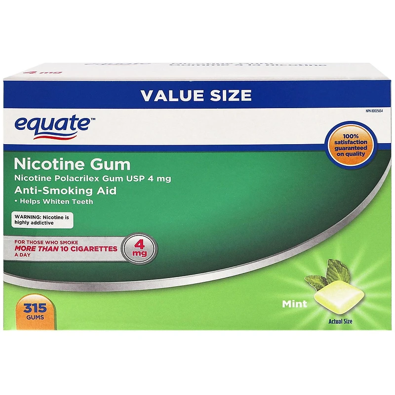 Gomme à la nicotine, Menthe, 4mg Equate