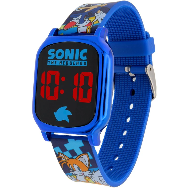 Montre Digitale Enfant Sonic the Hedgehog à LED – Bracelet Bleu avec Design Sonic & Tails