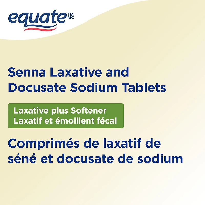 Equate Senna Laxative and Docusate Sodium Tablets, Laxative plus Softener, 120 tablets