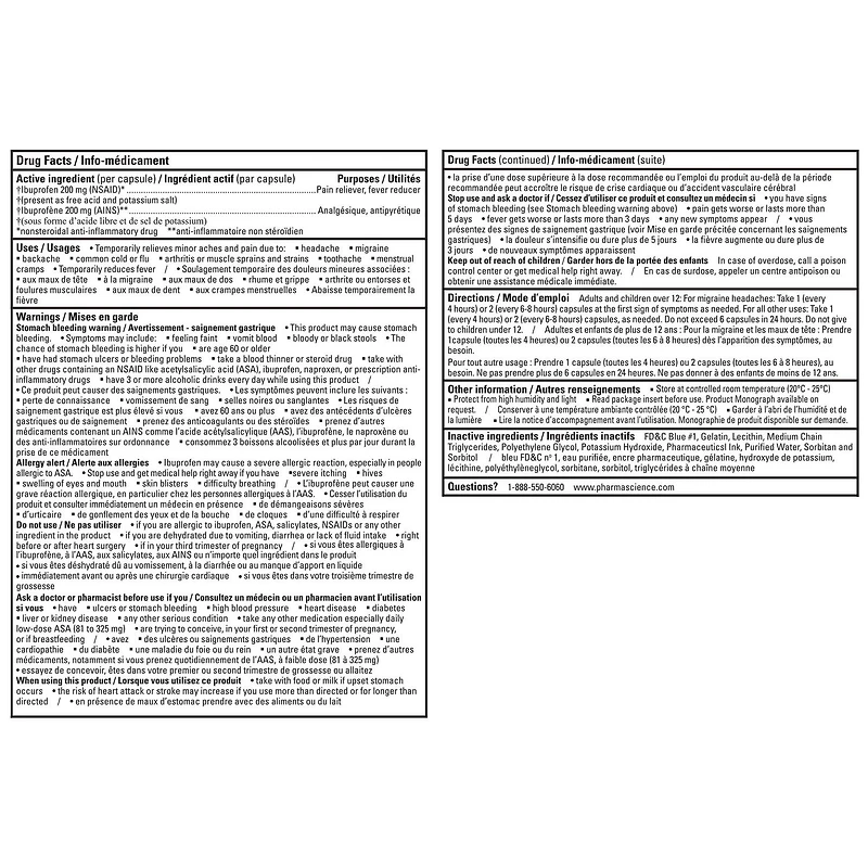 Ibuprofène gélule, 200mg Equate