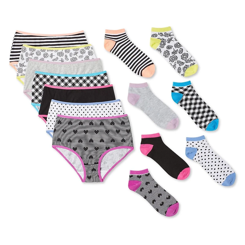 Lot de 14 caleçons avec chaussettes assorties George pour filles