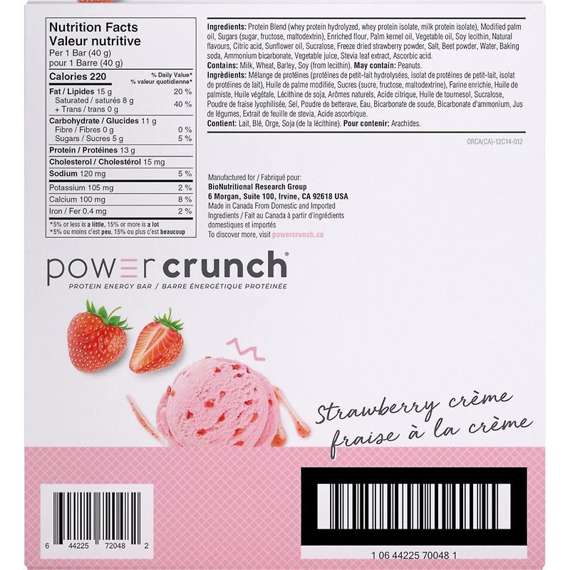 POWER CRUNCH BARRE PROTÉINÉE CRÈME FRAISE 40G BARREÉNERGÉTIQUE PROTÉINÉE