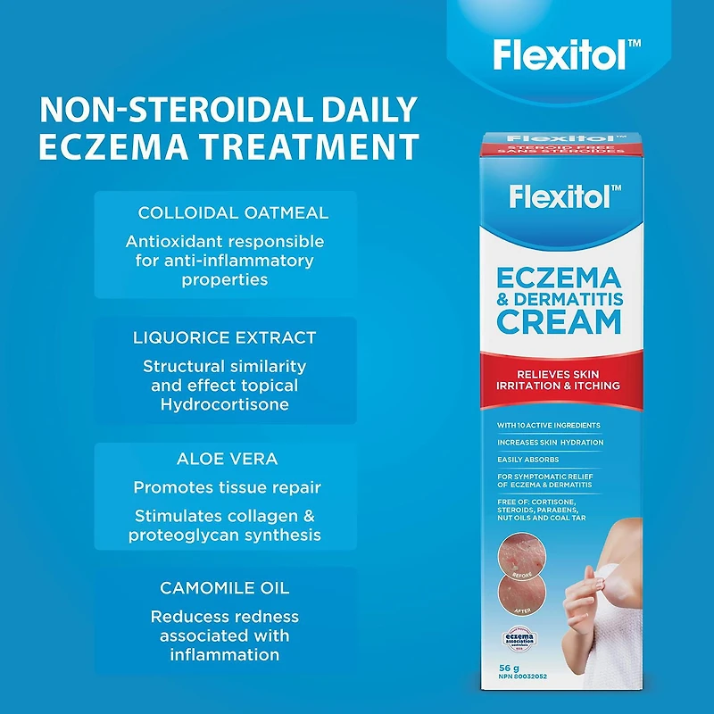 Crème contre l'eczéma et la dermatite de Flexitol, En vente libre