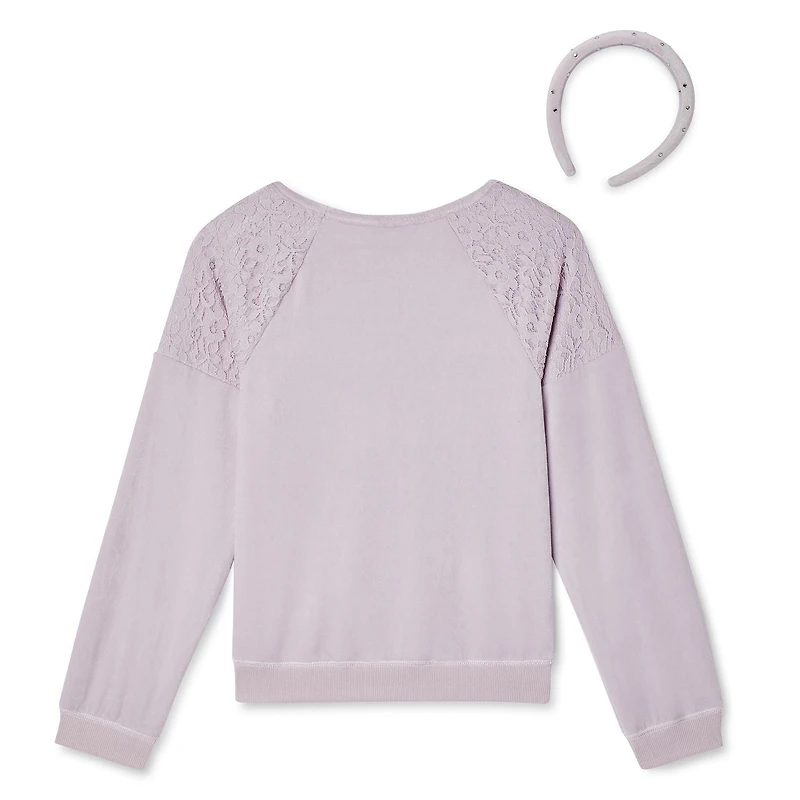 Ensemble 2 pièces avec haut en velours et serre-tête George pour filles