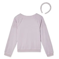 Ensemble 2 pièces avec haut en velours et serre-tête George pour filles