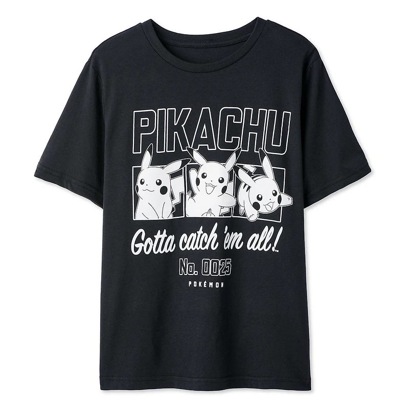 T-shirt à manches courtes Pikachu Pokémon pour garçons