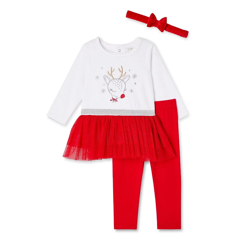 Ensemble 3 pièces des fêtes George pour bébés filles