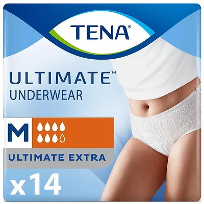 TENA Incontinence Underwear for Women, Postpartum and Bladder Control, Ultimate Absorbency, Medium, 14 Count, TENA UW ULTIMATE M 14