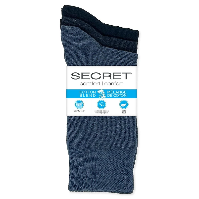 Mi-chaussette Secret® en coton 3pk Tailles 6 à 10