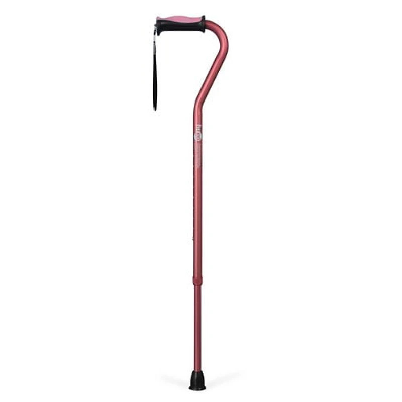 Hugo Adjustable Offset Handle Cane with Reflective Strap, Rose