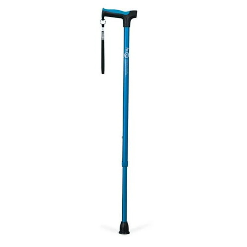 Hugo Adjustable Derby Handle Cane with Reflective Strap, Aquamarine