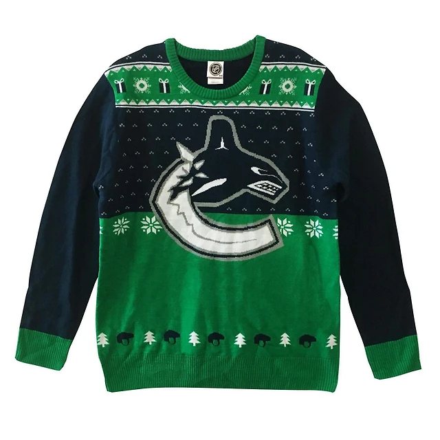 NHL Vancouver Canucks Long Sleeve Fans Deluxe Jersey Sweater
