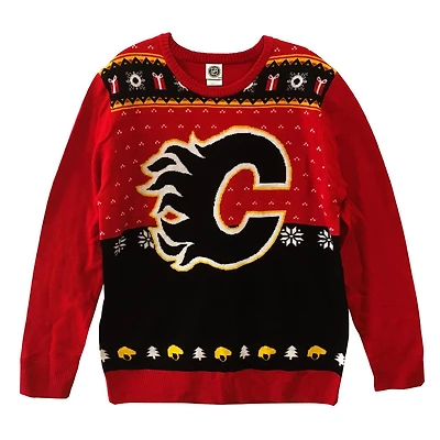 Calgary Flames Long Sleeve Fans Deluxe Jersey Sweater