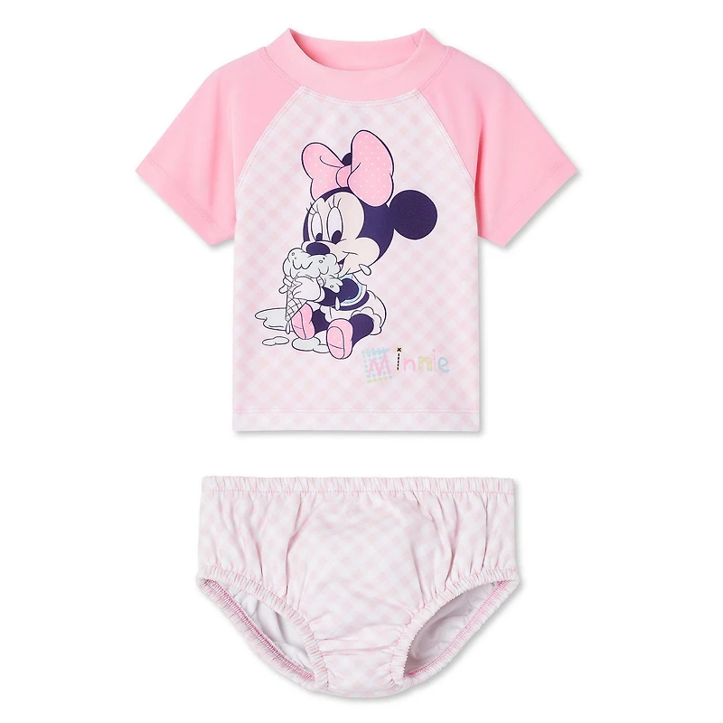 Ensemble 2 pièces avec couche de bain Minnie Mouse pour bébés filles