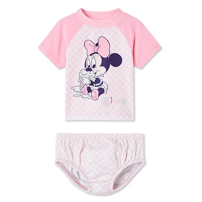 Ensemble 2 pièces avec couche de bain Minnie Mouse pour bébés filles