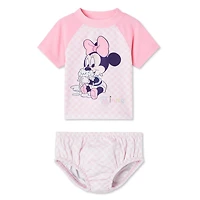 Ensemble 2 pièces avec couche de bain Minnie Mouse pour bébés filles