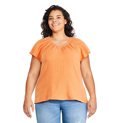 George Plus Women's Flutter Sleeve Top