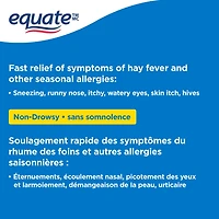 Remède contre les allergies, Comprimés de loratadine, 10 mg Equate 60 comprimés