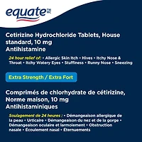 Soulagement des allergies, Comprimés de cétirizine, 10 mg, Extra fort Equate