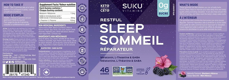 SUKU Vitamins, Restful Sleep, Gummy Sleep Supplement 46ct