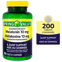 Spring Valley Mélatonine 10 mg, Concentration maximale 200 Comprimés